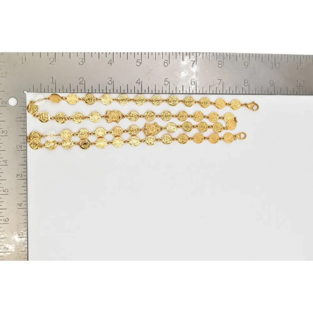 Liz Claiborne Vintage Coin Necklace Gold Chain Station Crystal Signed 80s BinBJ